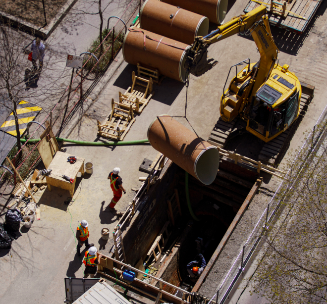 drone shot of grp pipe installation